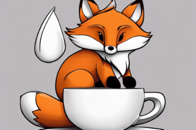 3D fox drawing coffee in 3D pixar art style